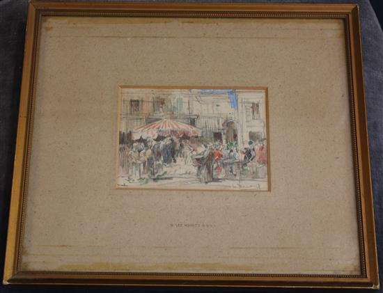 William Lee Hankey (1869-1952) Market scene, 3.75 x 5in.